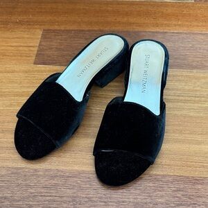 Stuart Weitzman Black Velvet Mules